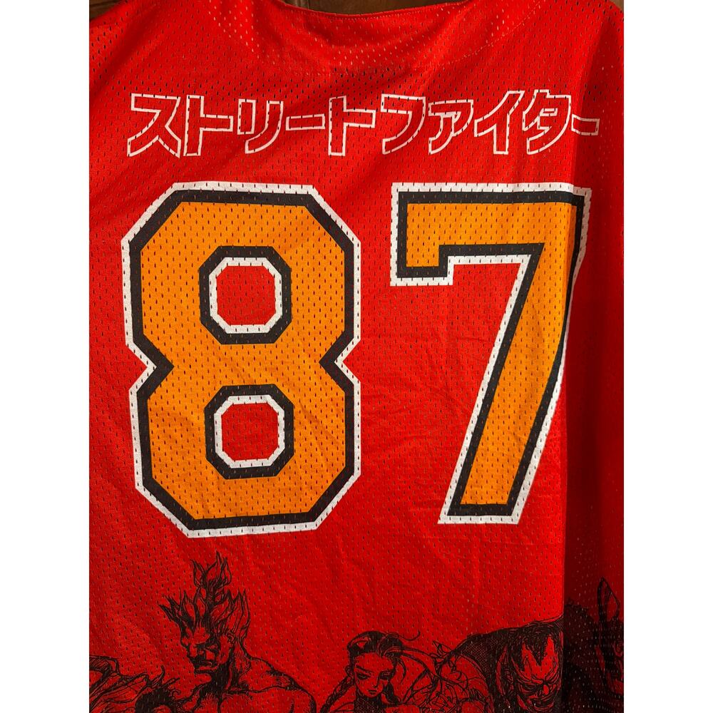 Street Fighter Big Men's Red & Black Graphic Button Up Baseball Jersey Sz 4X New - Picture 7 of 9